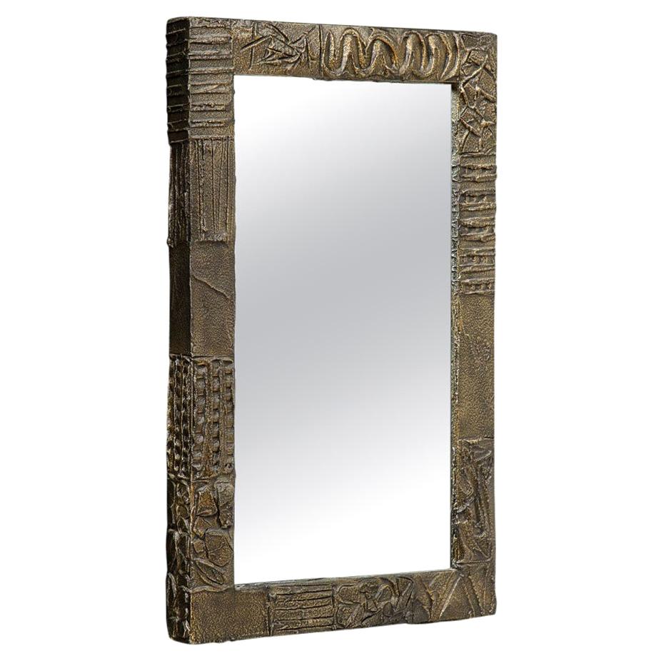 Paul Evans Mirror, Sculpted Bronze, Resin, Signed For Sale