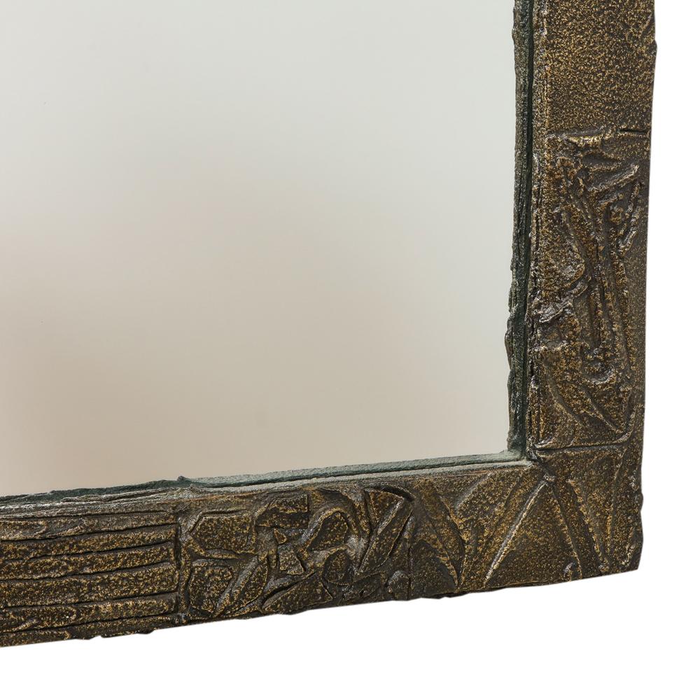 Paul Evans Mirror, Sculpted Bronze, Resin, Signed For Sale 3