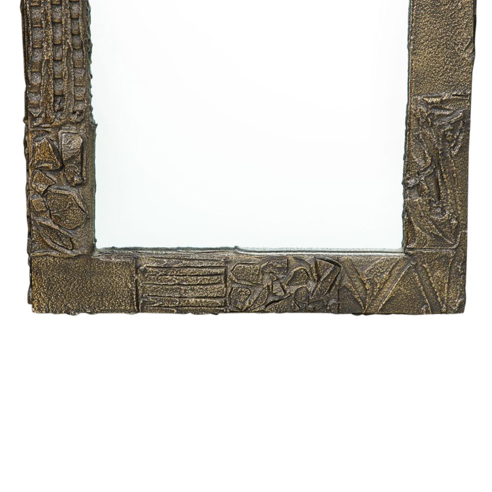 Paul Evans Mirror, Sculpted Bronze, Resin, Signed For Sale 4