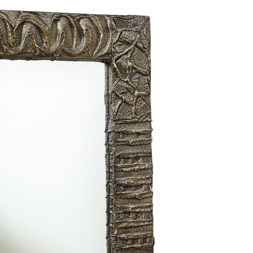 Paul Evans Mirror, Sculpted Bronze, Resin, Signed 7