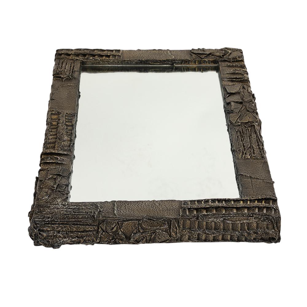 Mid-Century Modern Paul Evans Mirror, Sculpted Bronze, Signed For Sale