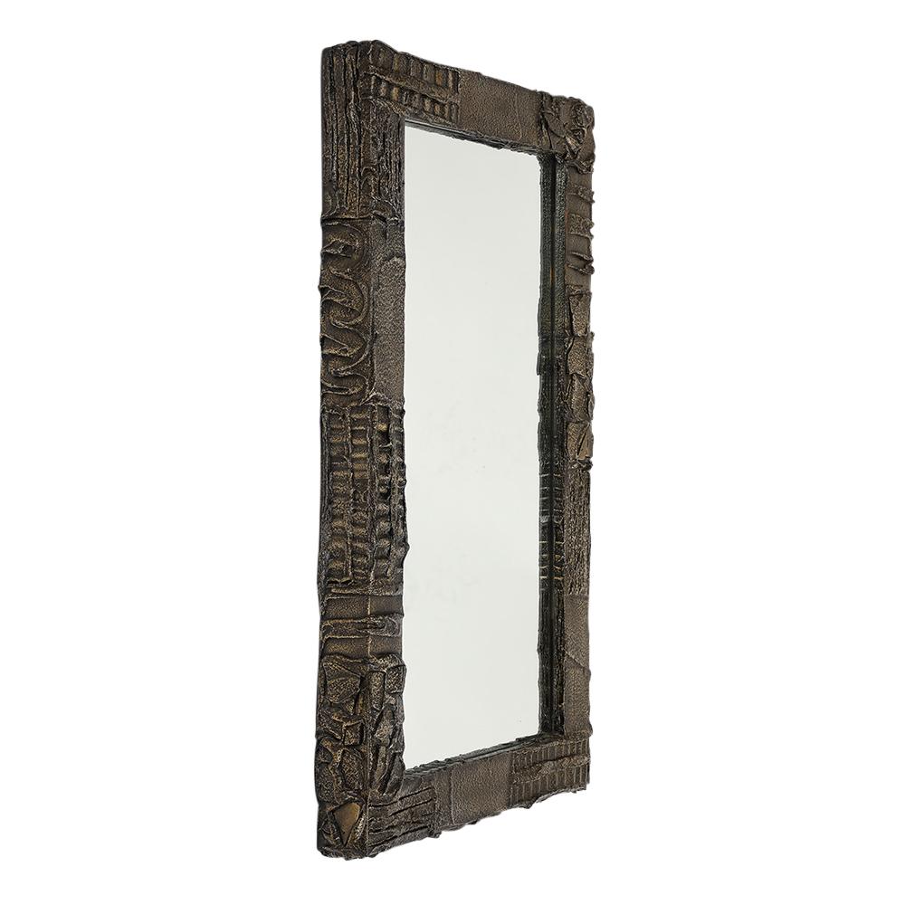 American Paul Evans Mirror, Sculpted Bronze, Signed For Sale