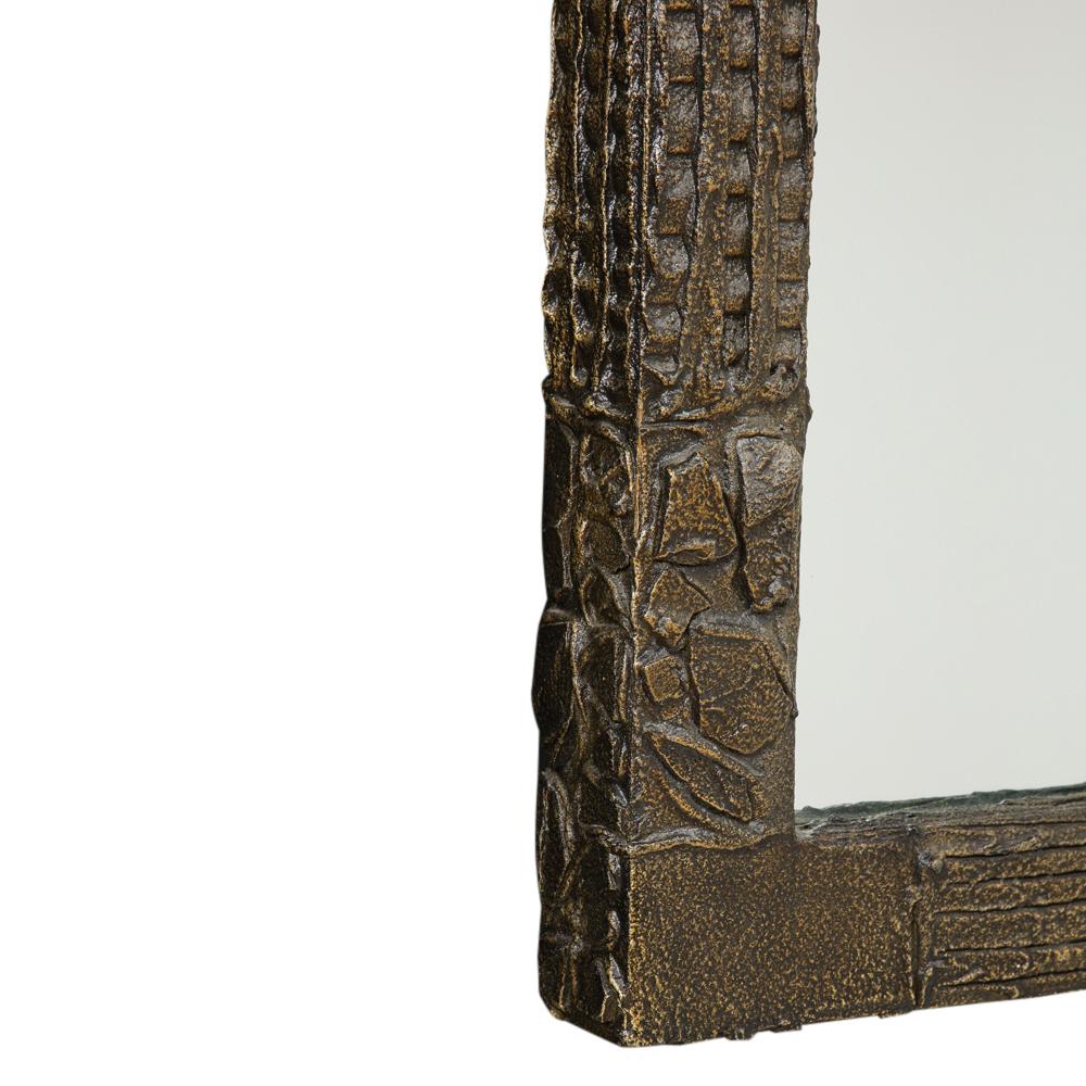 Paul Evans Mirror, Sculpted Bronze, Resin, Signed In Good Condition For Sale In New York, NY