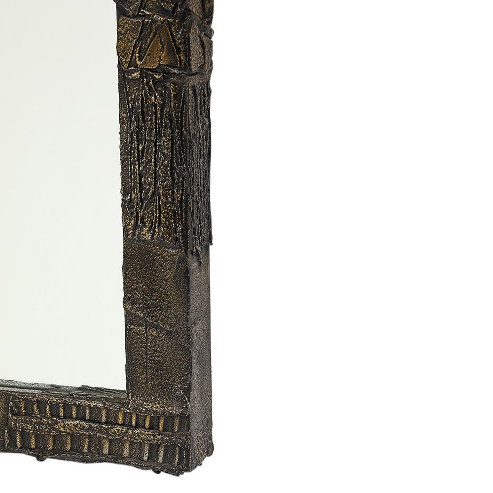 Wood Paul Evans Mirror, Sculpted Bronze, Signed For Sale