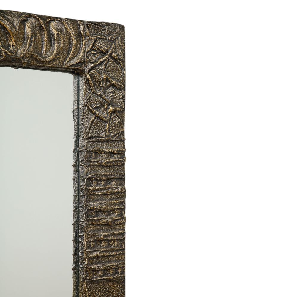 Paul Evans Mirror, Sculpted Bronze, Resin, Signed For Sale 2
