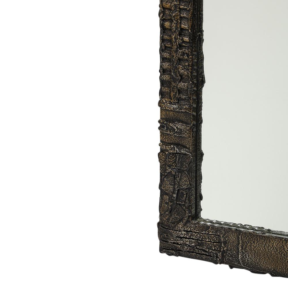 Paul Evans Mirror, Sculpted Bronze, Signed For Sale 1