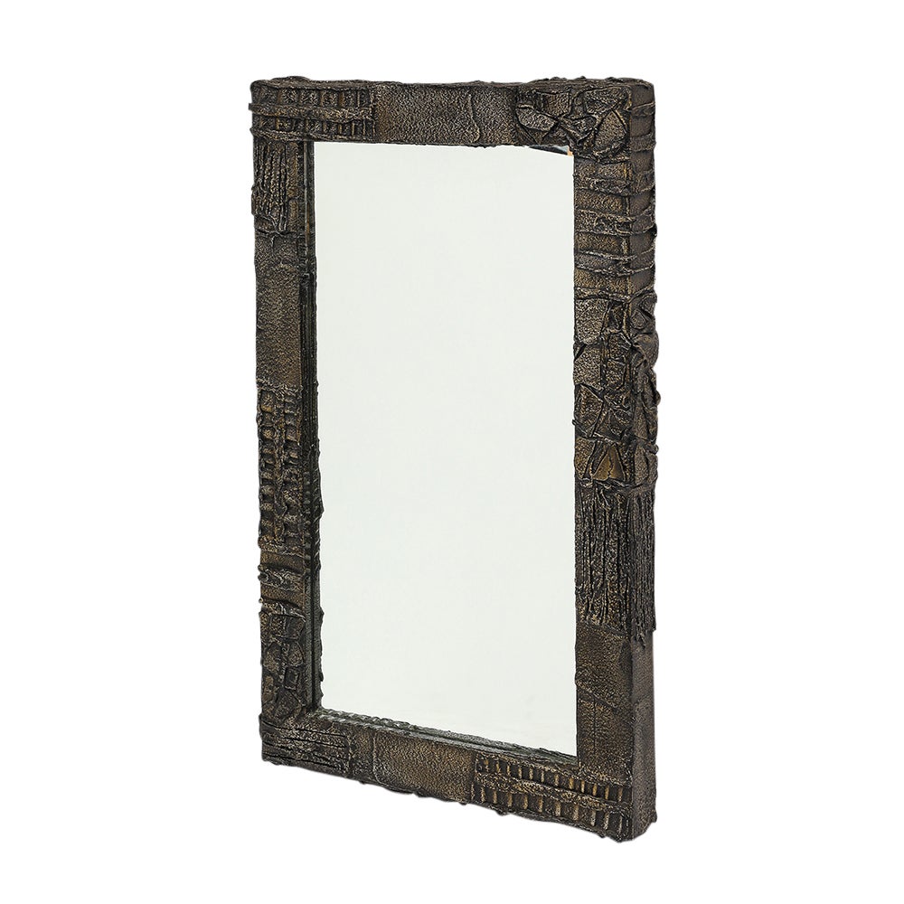 Miroir Paul Evans, bronze sculpté, signé