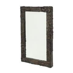 Paul Evans Mirror, Sculpted Bronze, Signed