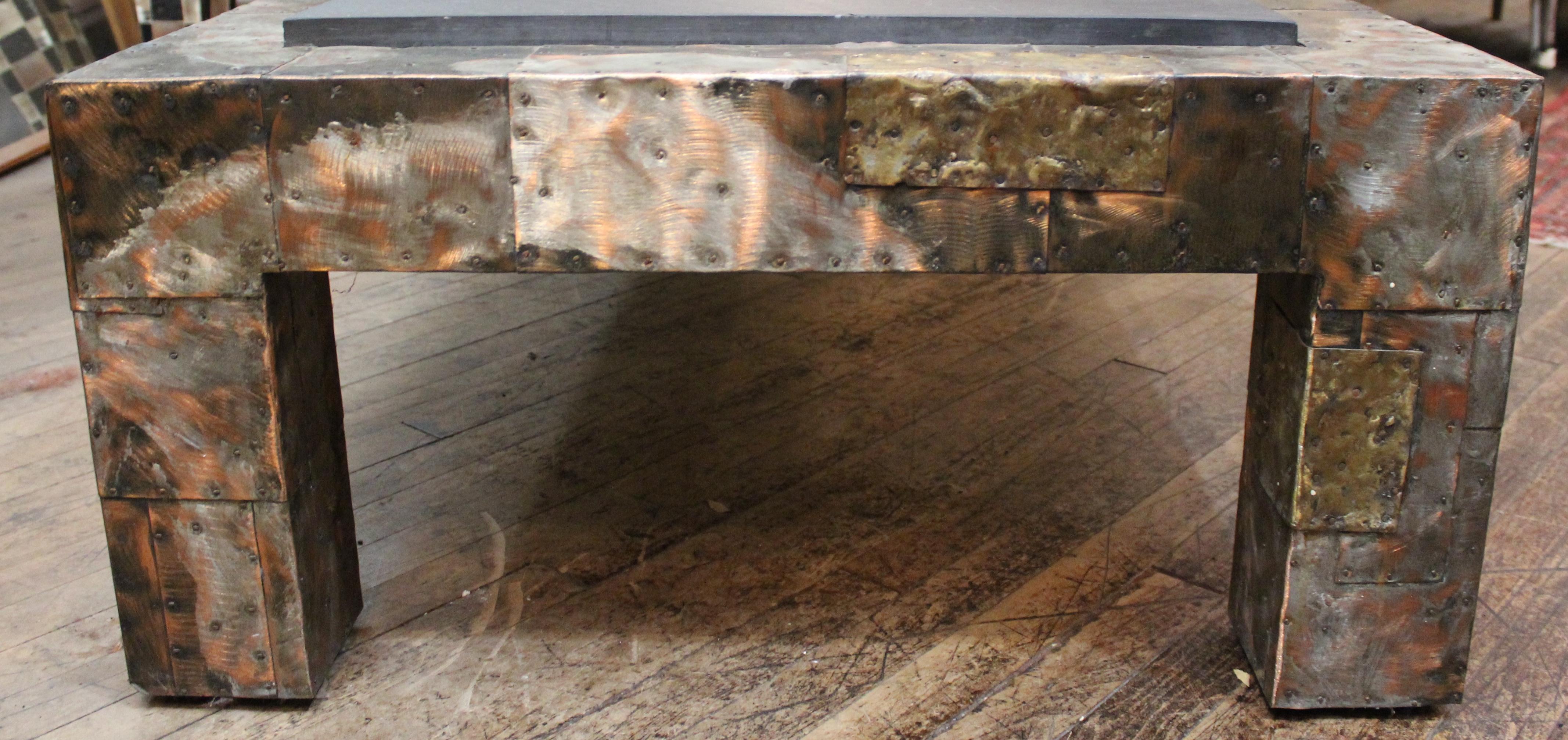 Mid-Century Modern Paul Evans Mixed Metal Coffee Table For Sale