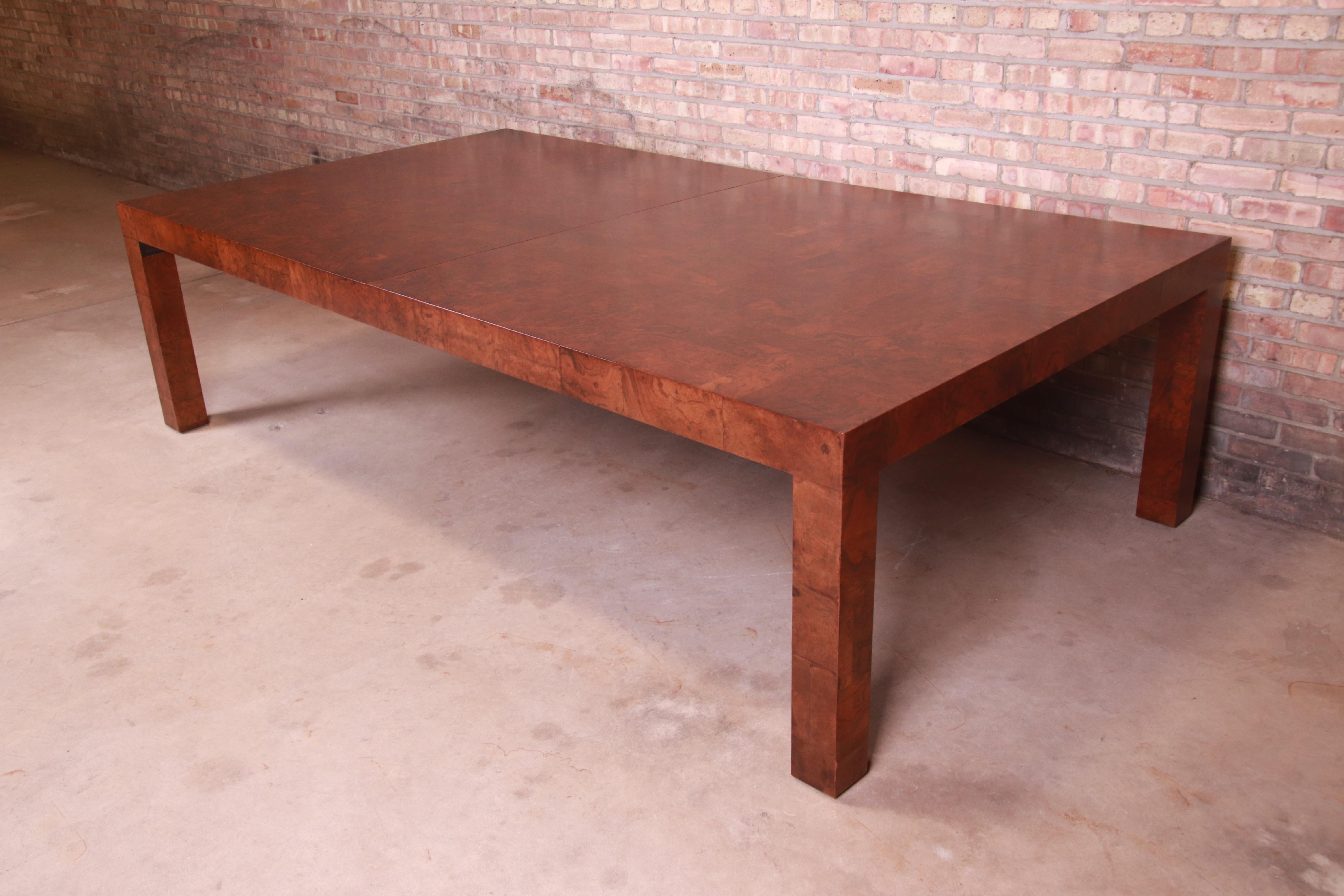 Paul Evans Monumental Burl Wood Parsons Extension Dining Table, Newly Refinished For Sale 2