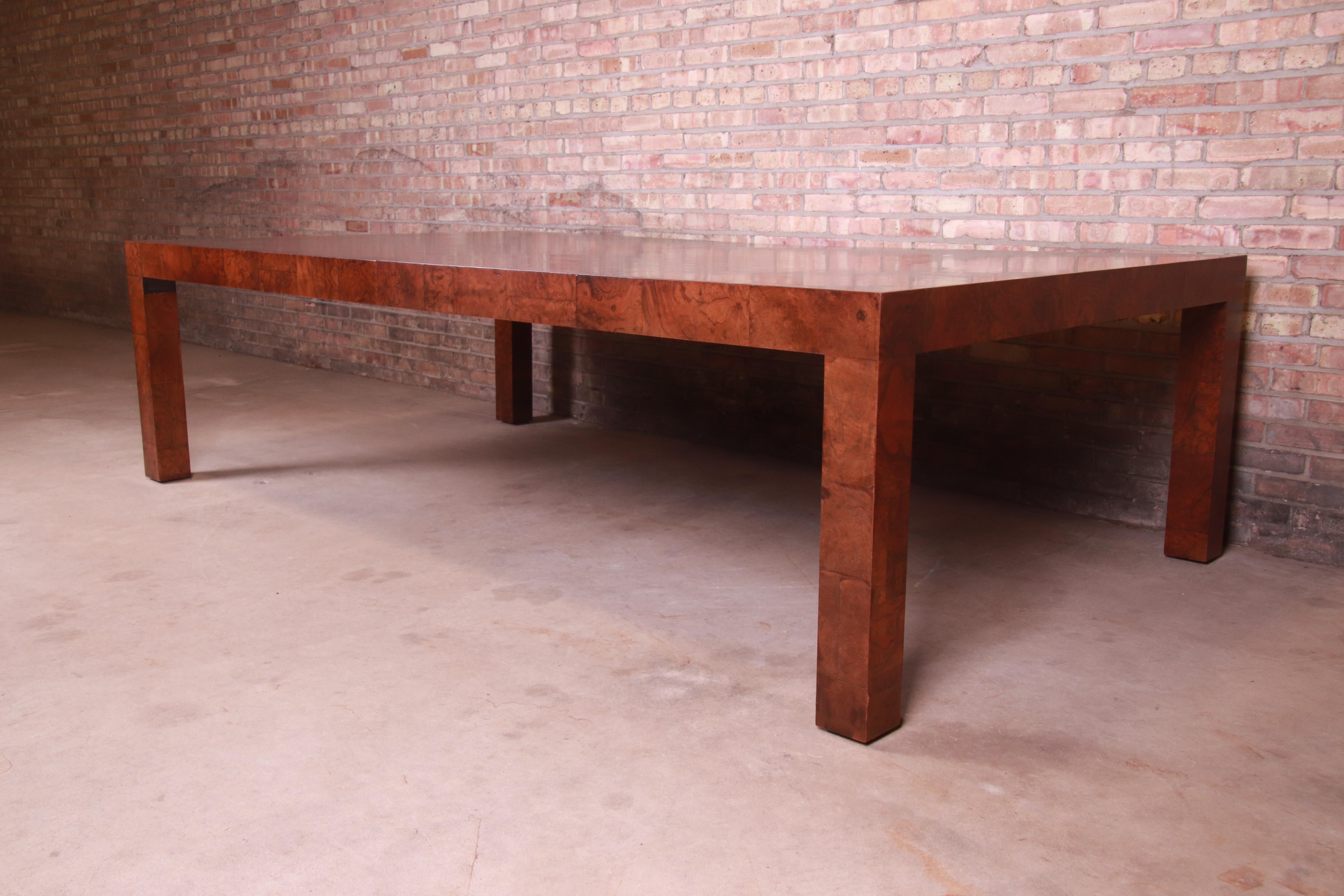 Paul Evans Monumental Burl Wood Parsons Extension Dining Table, Newly Refinished For Sale 4