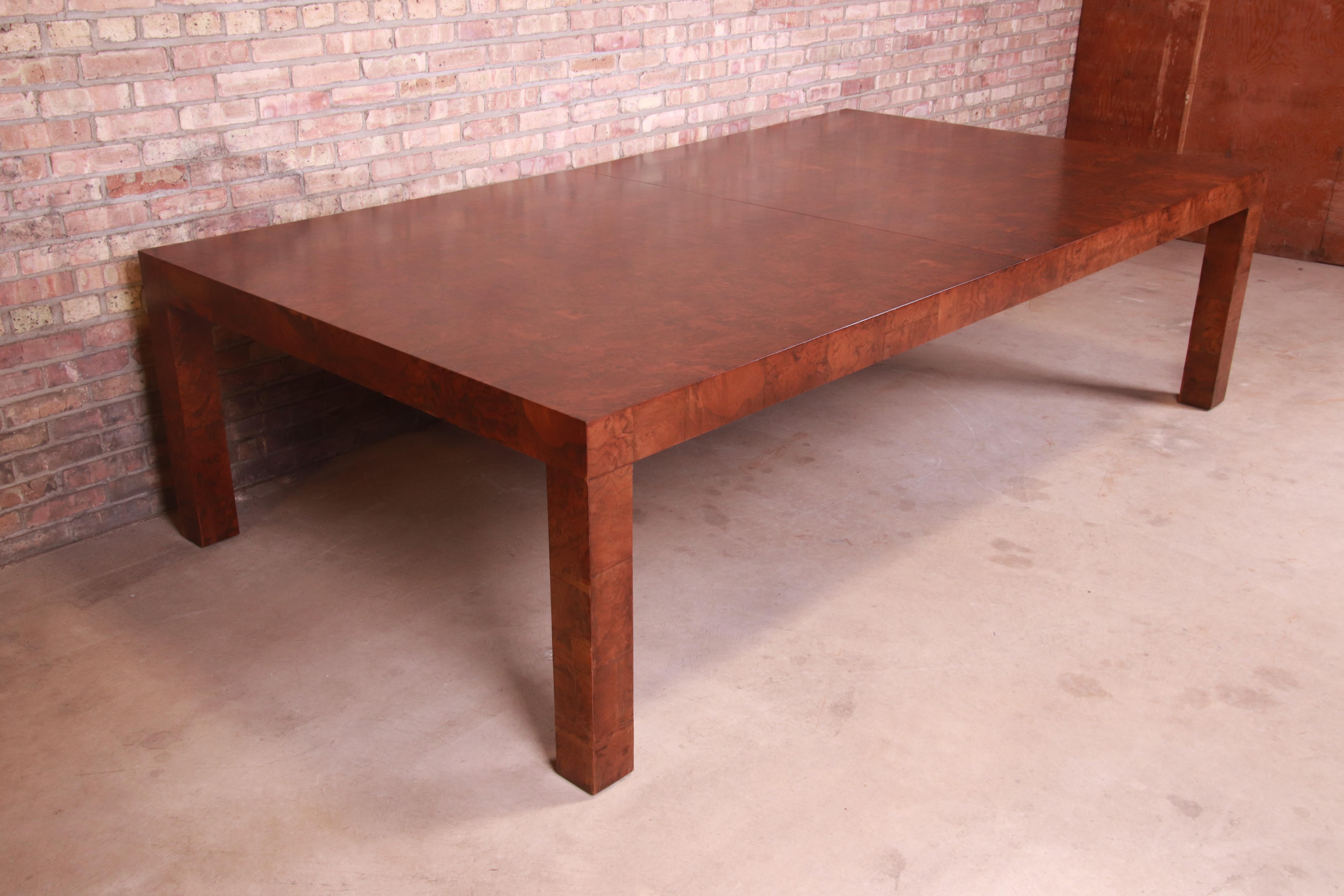 Paul Evans Monumental Burl Wood Parsons Extension Dining Table, Newly Refinished For Sale 5