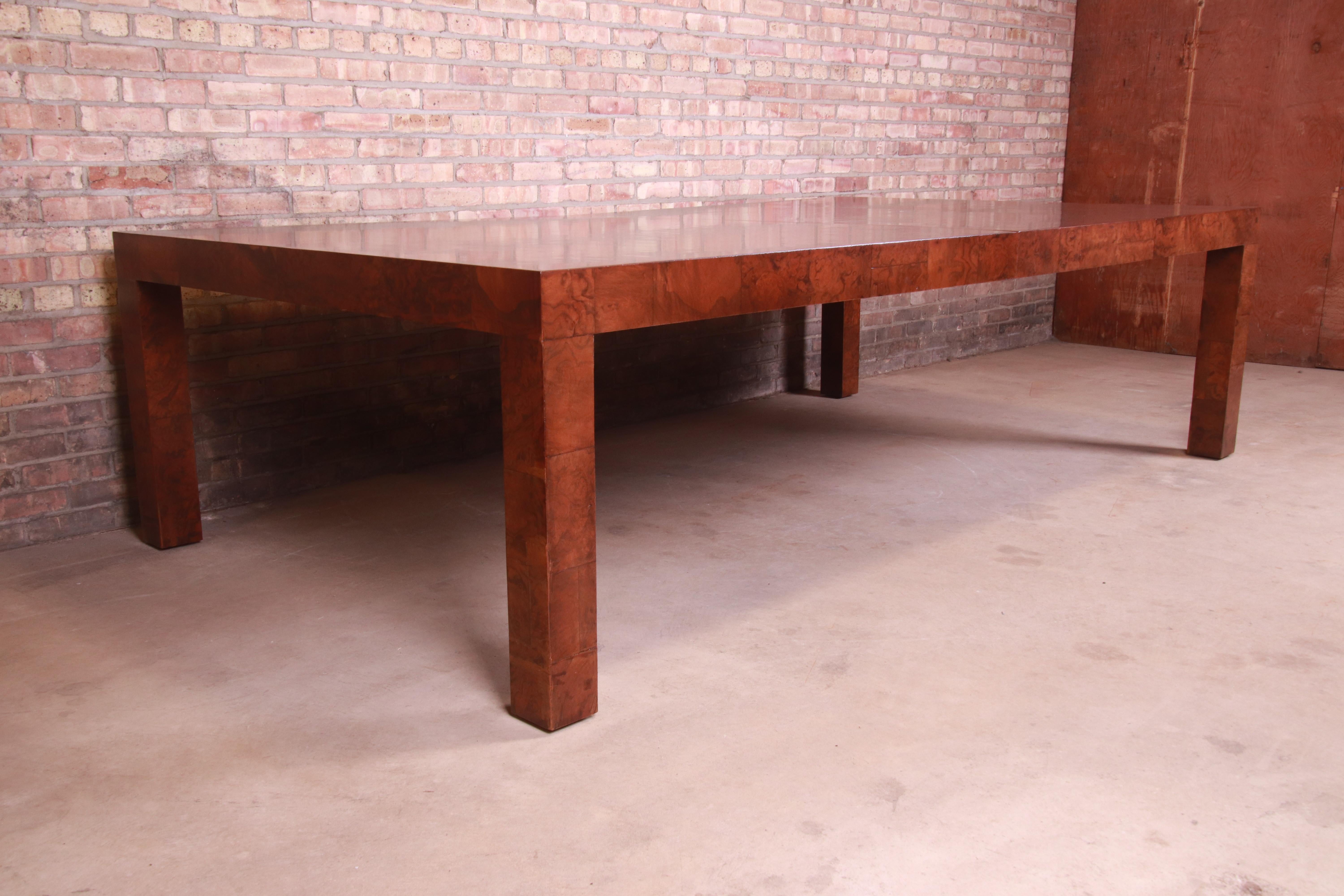 Paul Evans Monumental Burl Wood Parsons Extension Dining Table, Newly Refinished For Sale 5