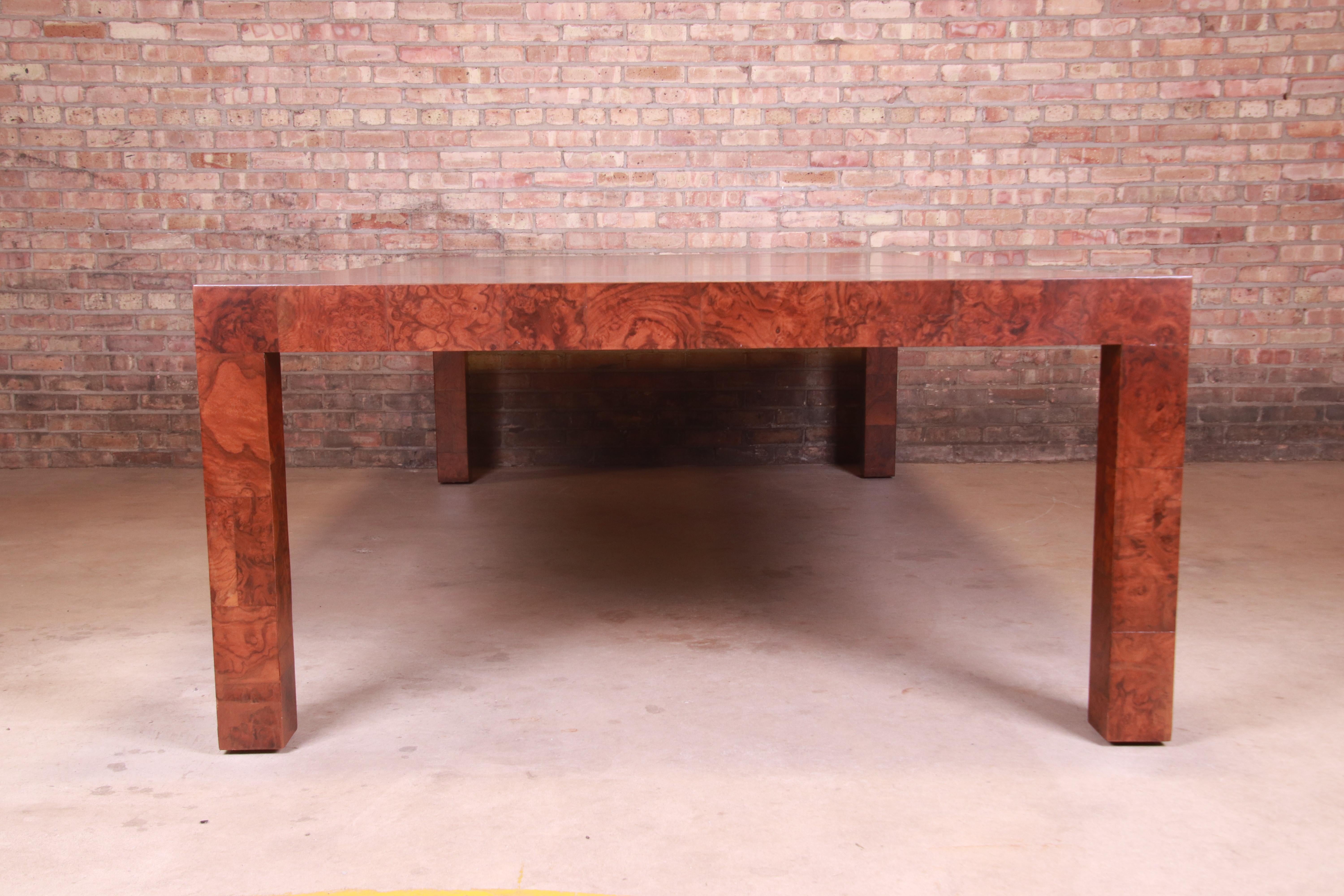 Paul Evans Monumental Burl Wood Parsons Extension Dining Table, Newly Refinished For Sale 9