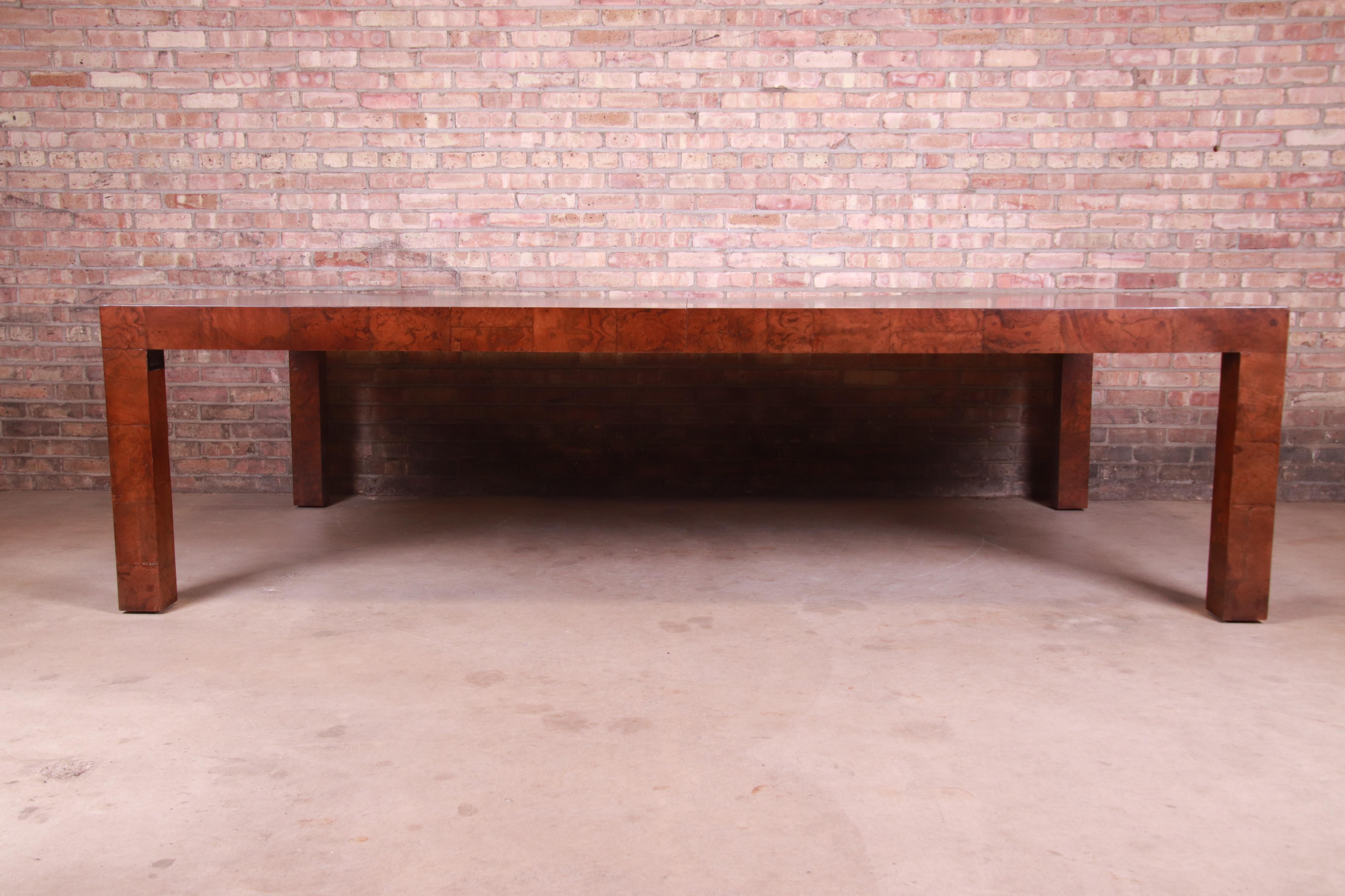 Paul Evans Monumental Burl Wood Parsons Extension Dining Table, Newly Refinished For Sale 2