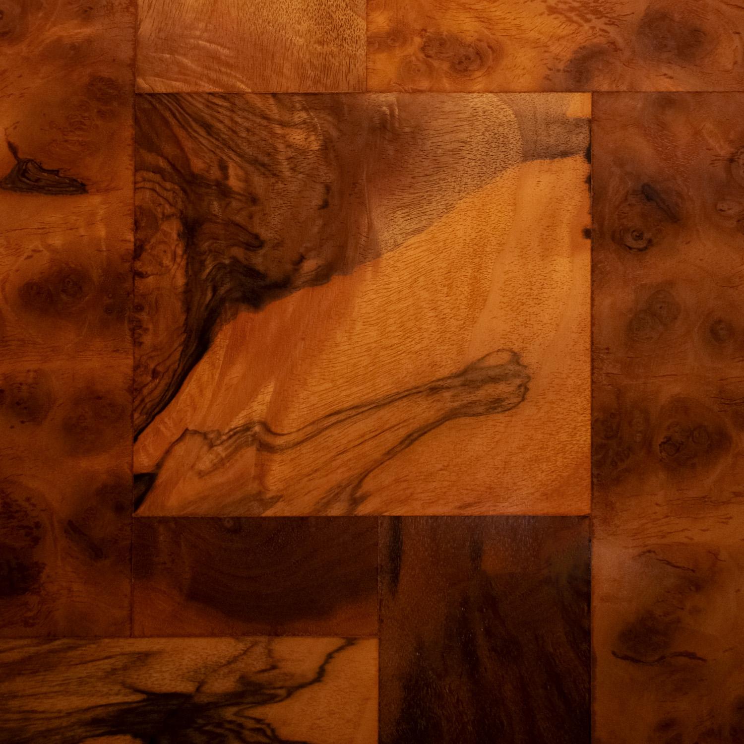 Paul Evans Pair of Rare Etageres in Tessellated Burl and Brass 1975 In Good Condition In New York, NY