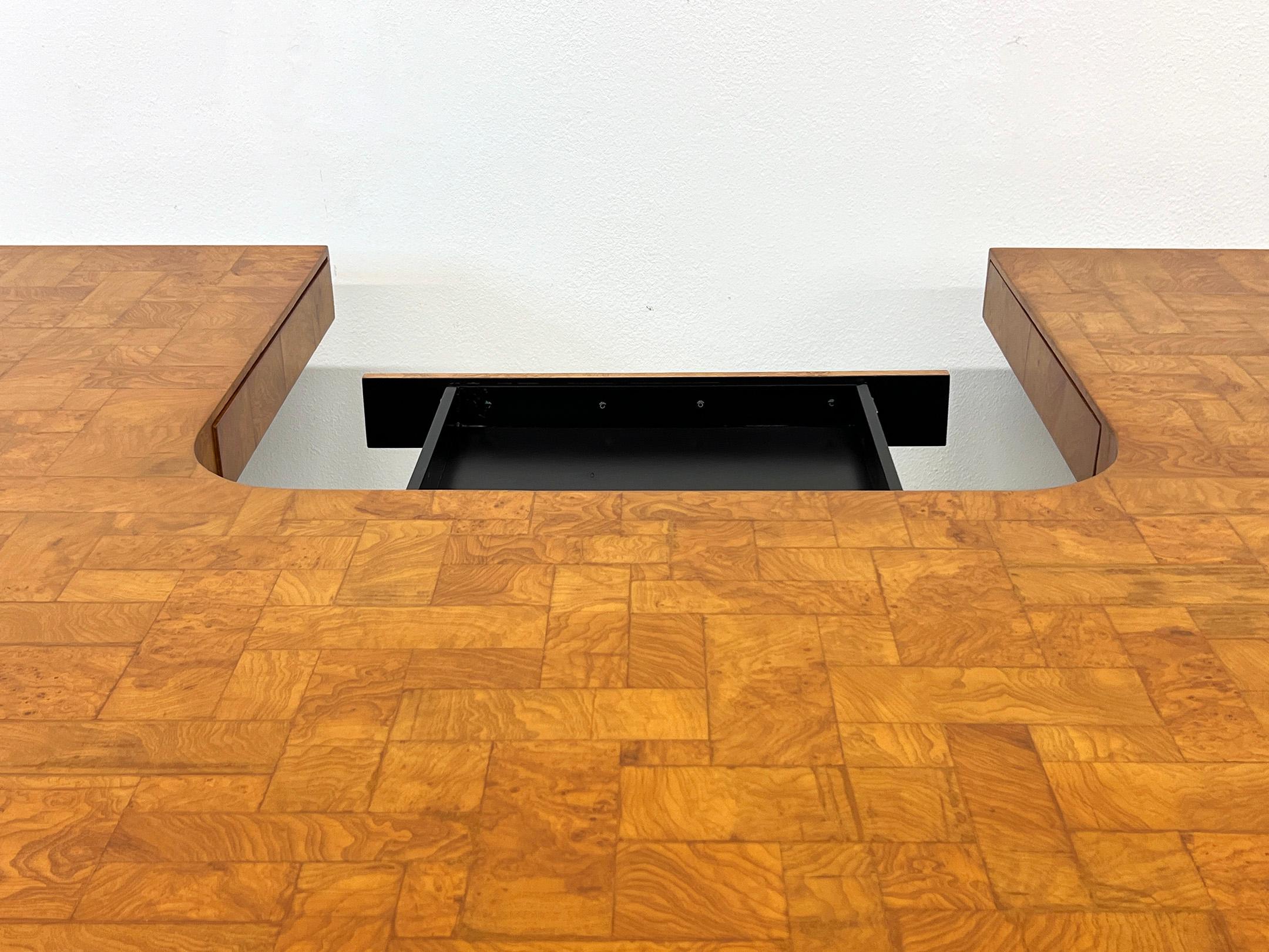 Paul Evans Patchwork Burl and Steel Cityscape Executive Desk, 1970's For Sale 1