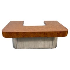 Paul Evans Patchwork Burl and Steel Cityscape Executive Desk, 1970's