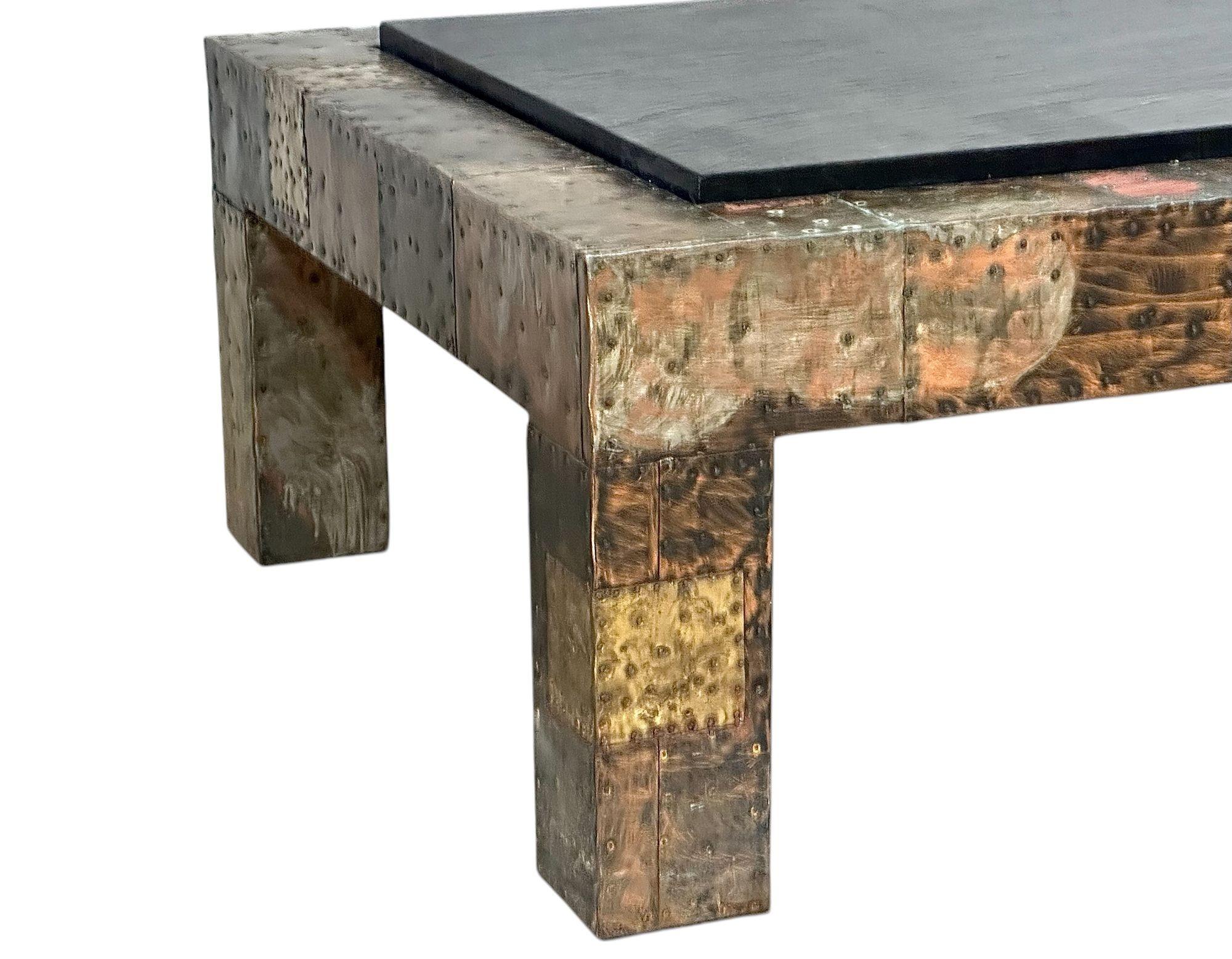 Patchwork-Couchtisch mit Lattenrostplatte von Paul Evans, 1970 im Zustand „Gut“ im Angebot in Chicago, IL