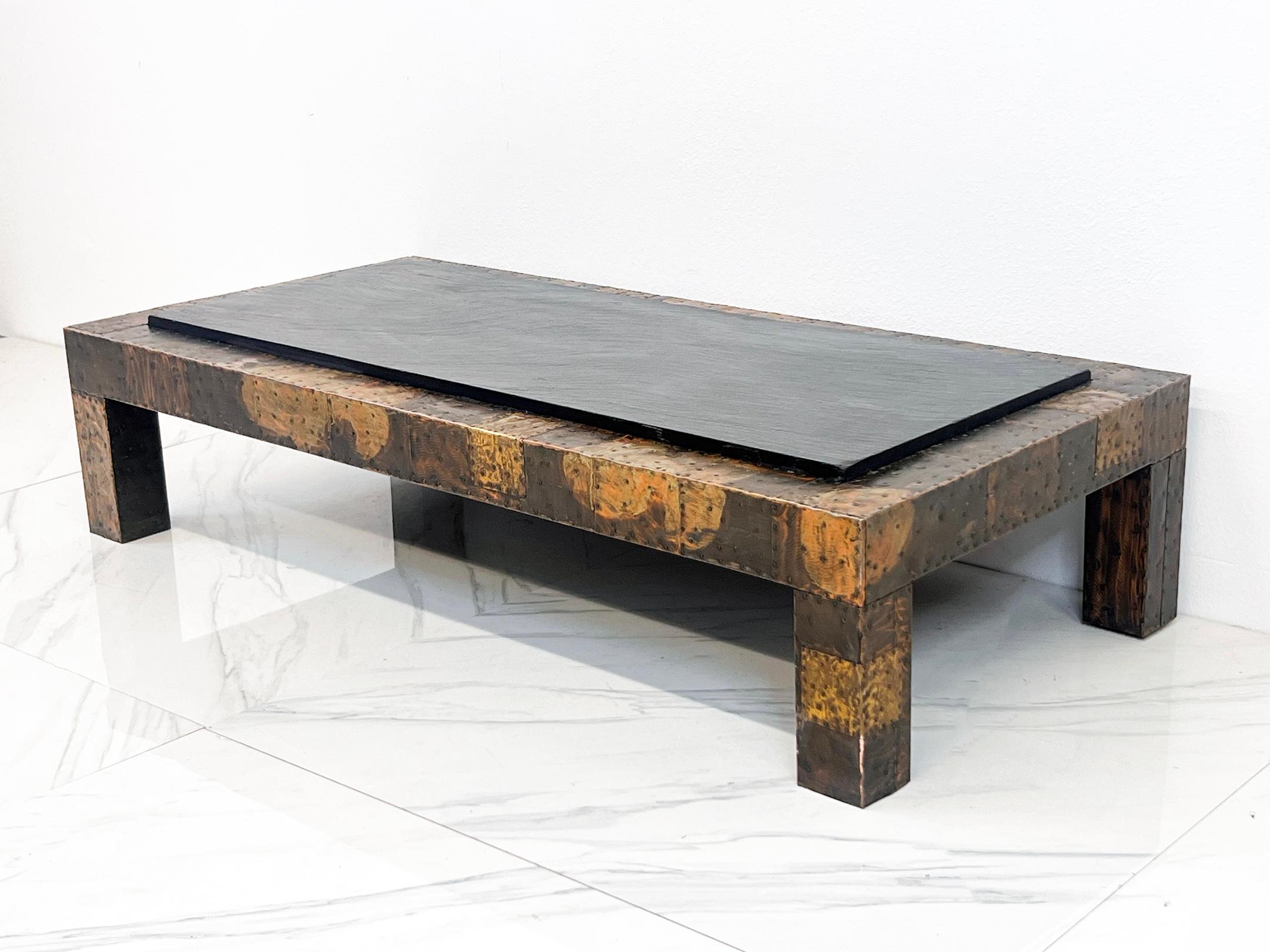 Paul Evans Patchwork Coffee Table With Slate Top, 1970's For Sale 1