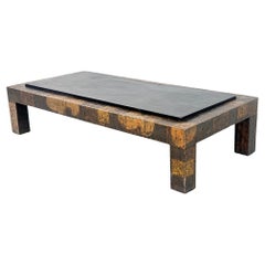 Patchwork-Couchtisch von Paul Evans mit Schieferplatte, 1970er Jahre