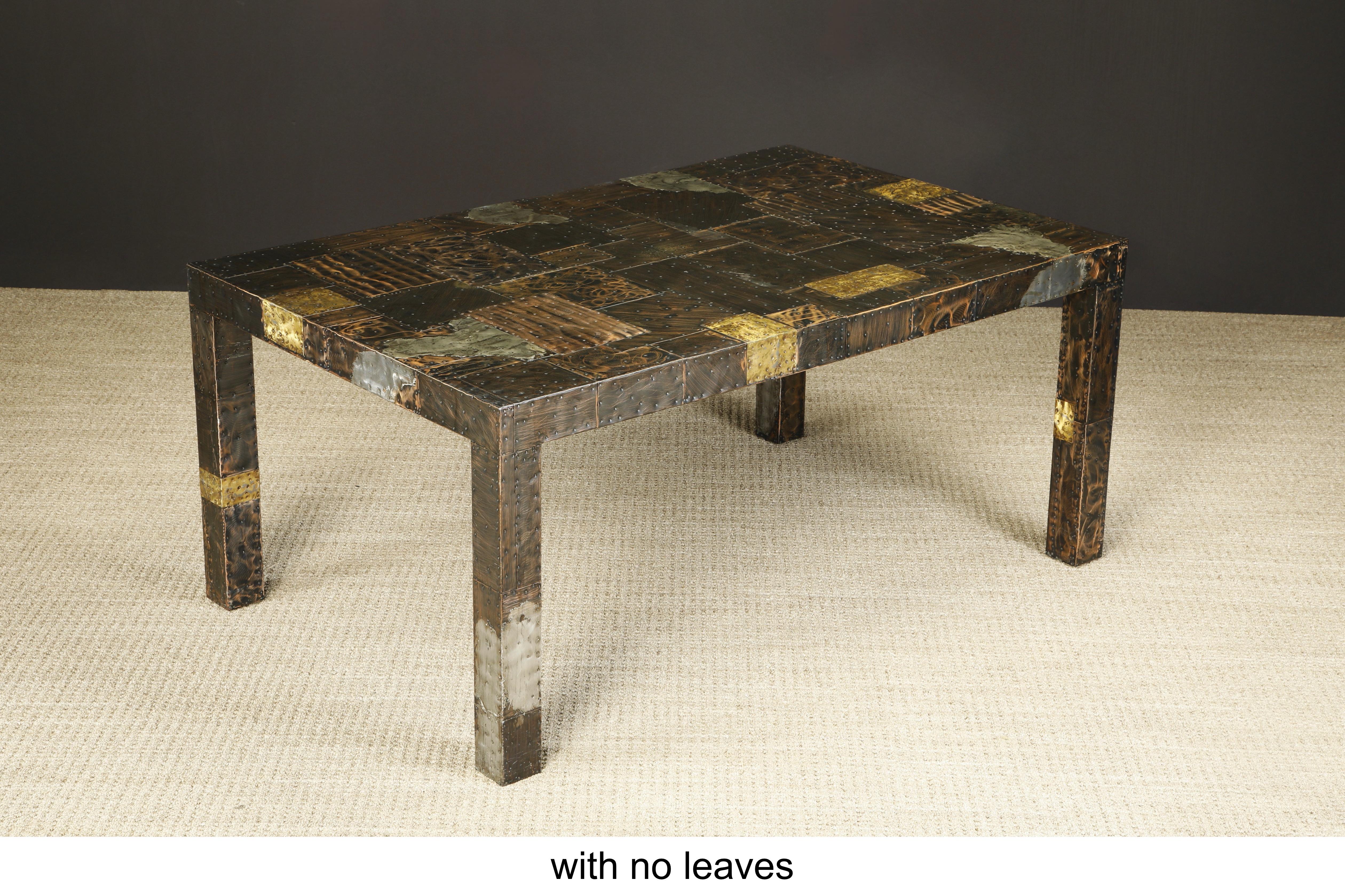 Milieu du XXe siècle Table de salle à manger à rallonge en cuivre patchwork de Paul Evans 106 pouces pour Directional, vers 1967 en vente