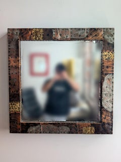 Paul Evans Patchwork Copper, Brass and Pewter Mirror