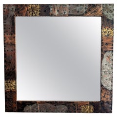 Paul Evans Patchwork Copper, Brass and Pewter Mirror