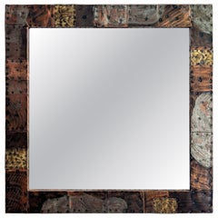 Paul Evans Patchwork Copper, Brass and Pewter Mirror