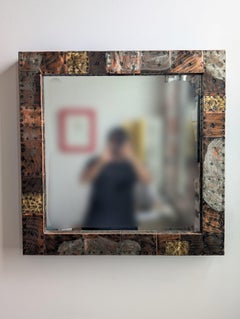 Paul Evans Patchwork Copper, Brass and Pewter Mirror