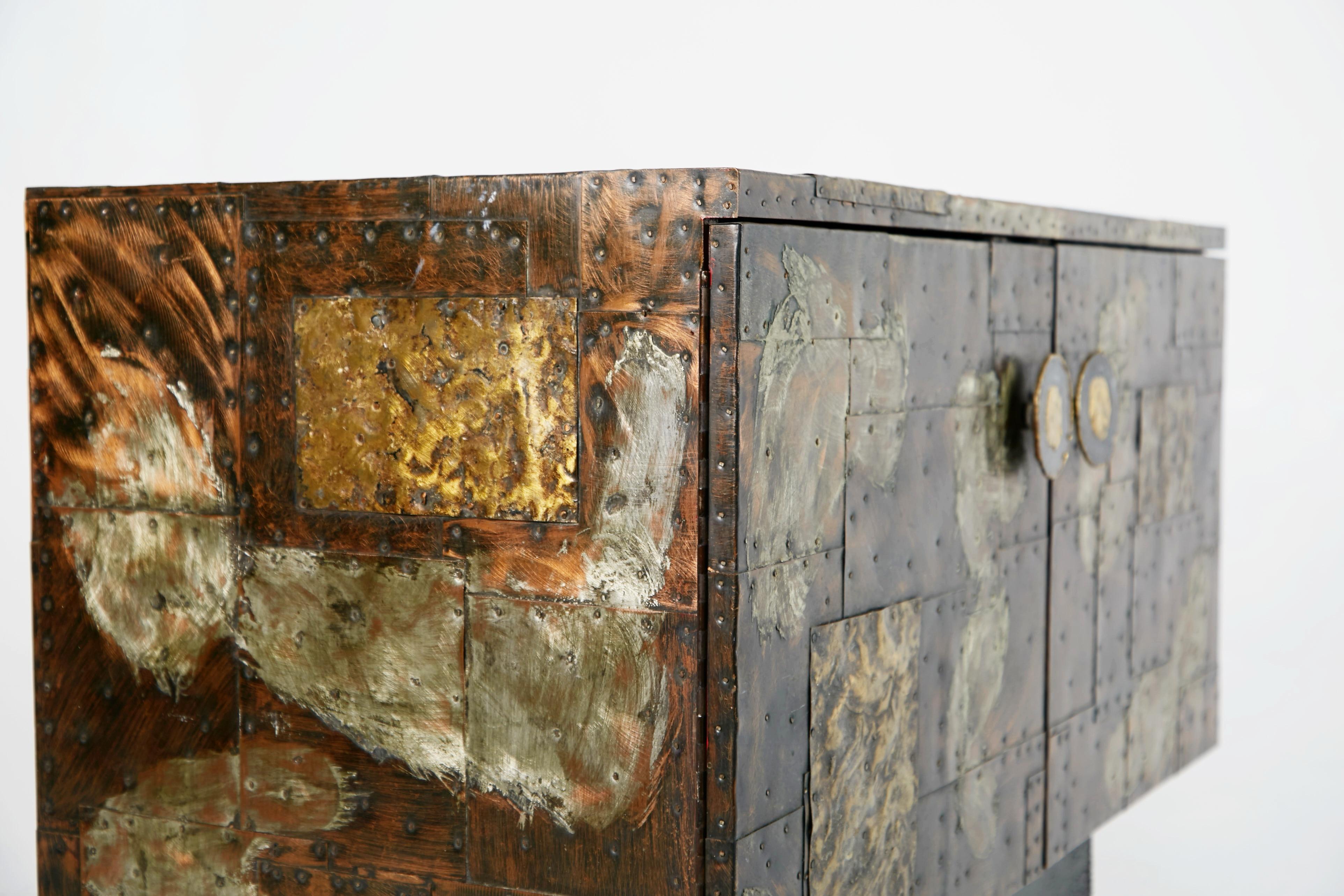 Paul Evans Patchwork Copper Cabinet with Slate Top for Directional, 1967 4