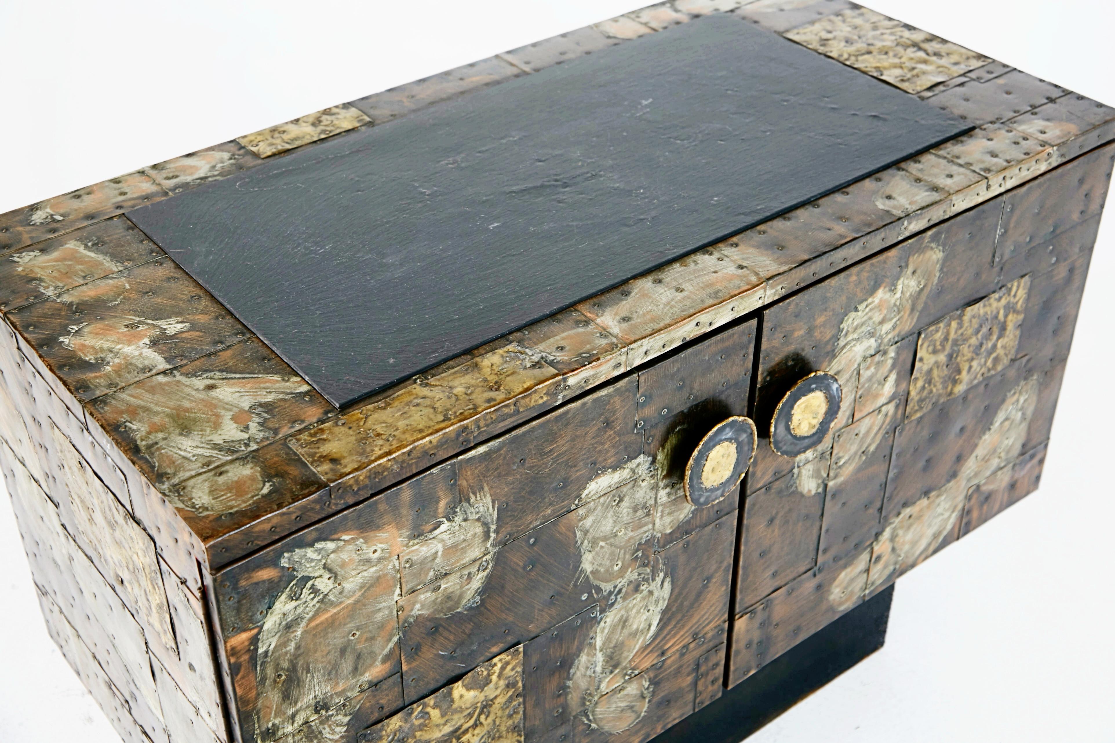 Paul Evans Patchwork Copper Cabinet with Slate Top for Directional, 1967 6