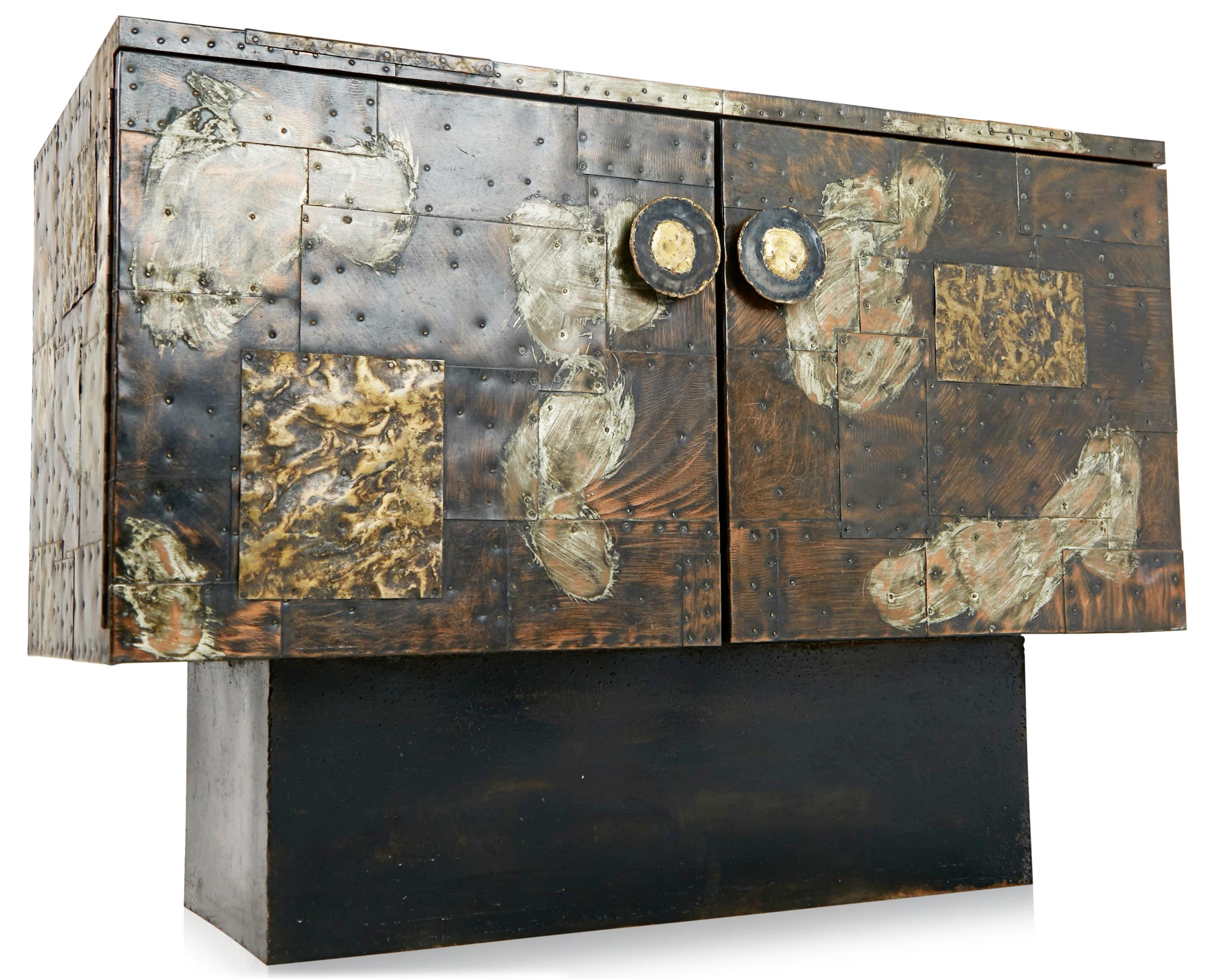 Paul Evans Patchwork Copper Cabinet with Slate Top for Directional, 1967 7