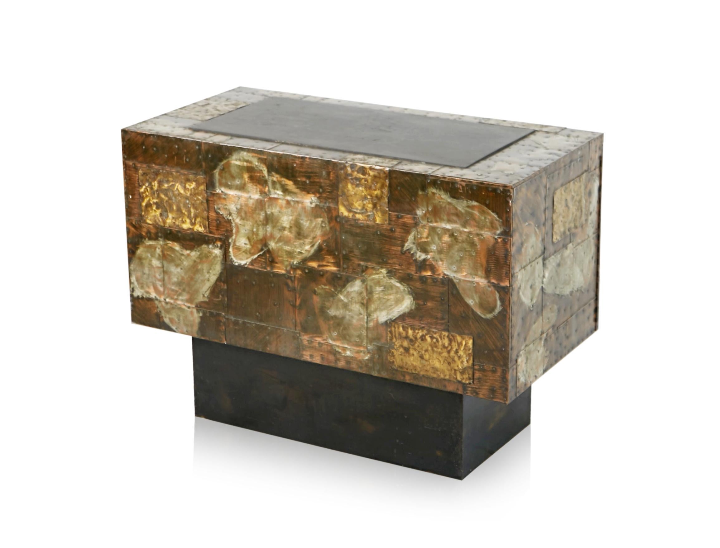 Paul Evans Patchwork Copper Cabinet with Slate Top for Directional, 1967 9