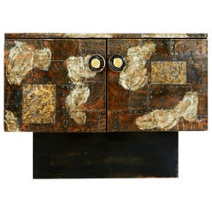 Retro Paul Evans Patchwork Copper Cabinet with Slate Top for Directional, 1967