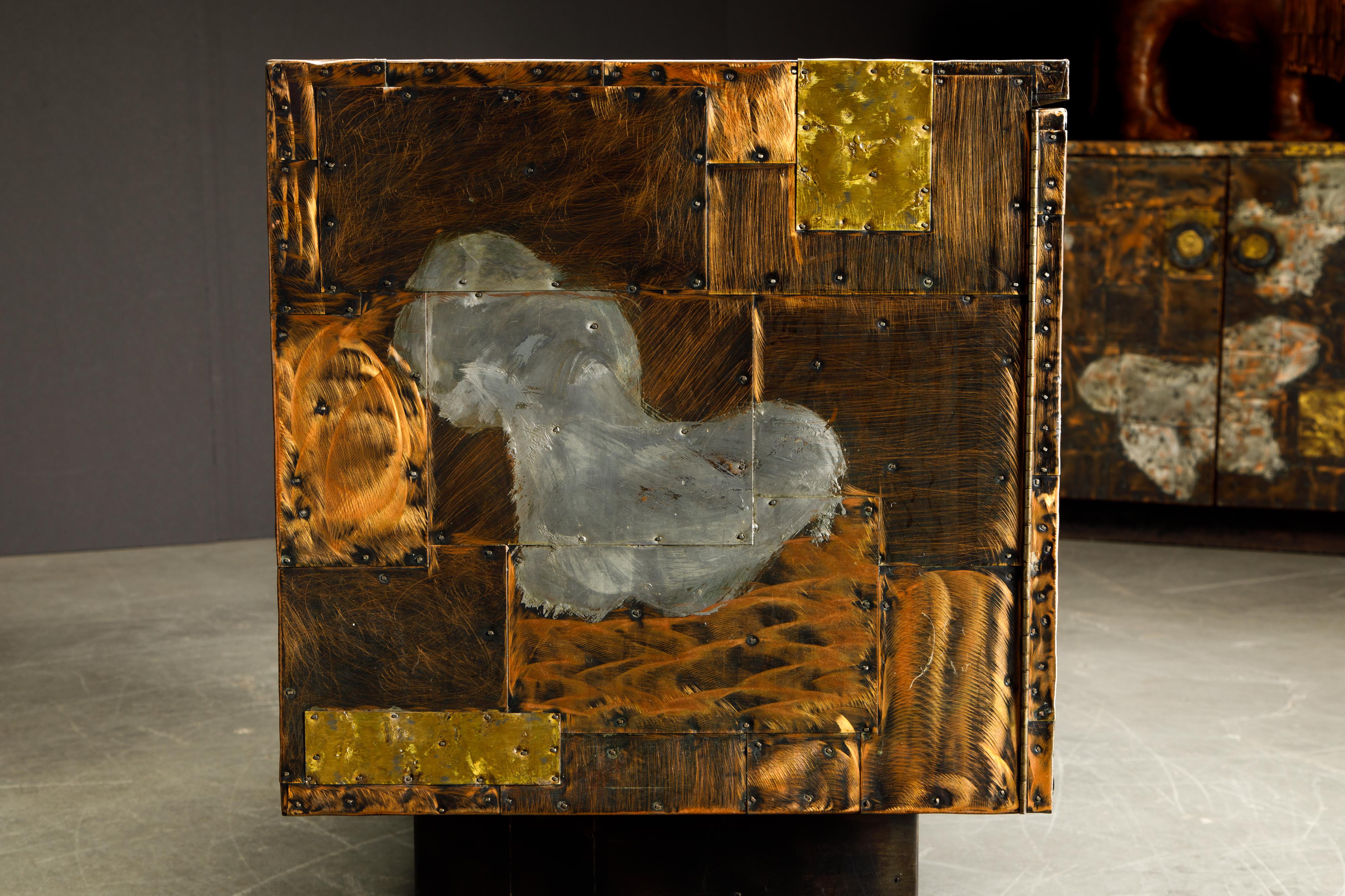 Paul Evans Patchwork Copper Cabinet with Slate Top for Directional, c. 1967 4