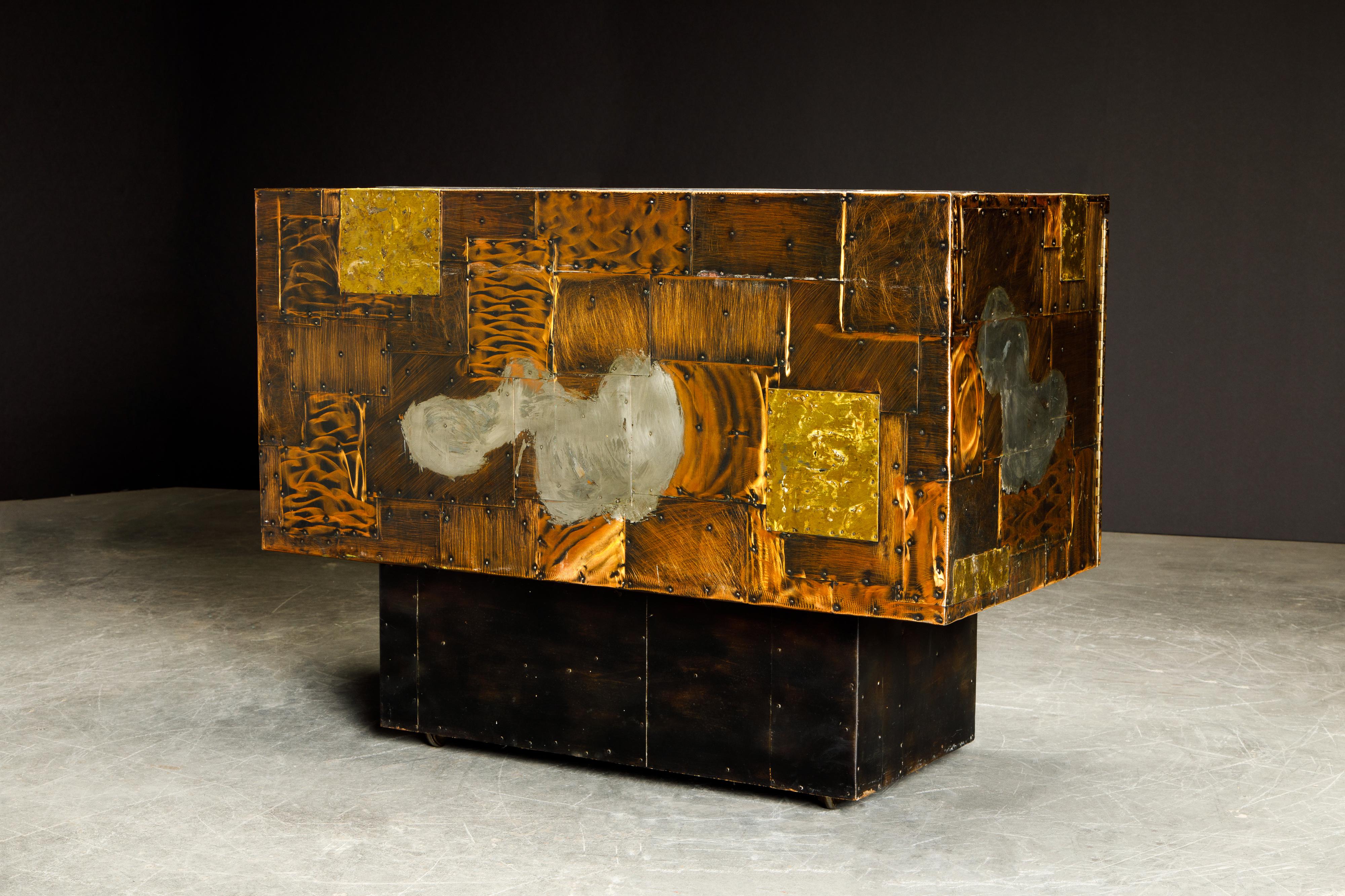 Paul Evans Patchwork Copper Cabinet with Slate Top for Directional, c. 1967 5