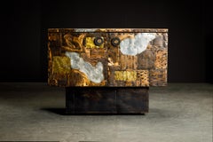 Paul Evans Patchwork Copper Cabinet with Slate Top for Directional, c. 1967