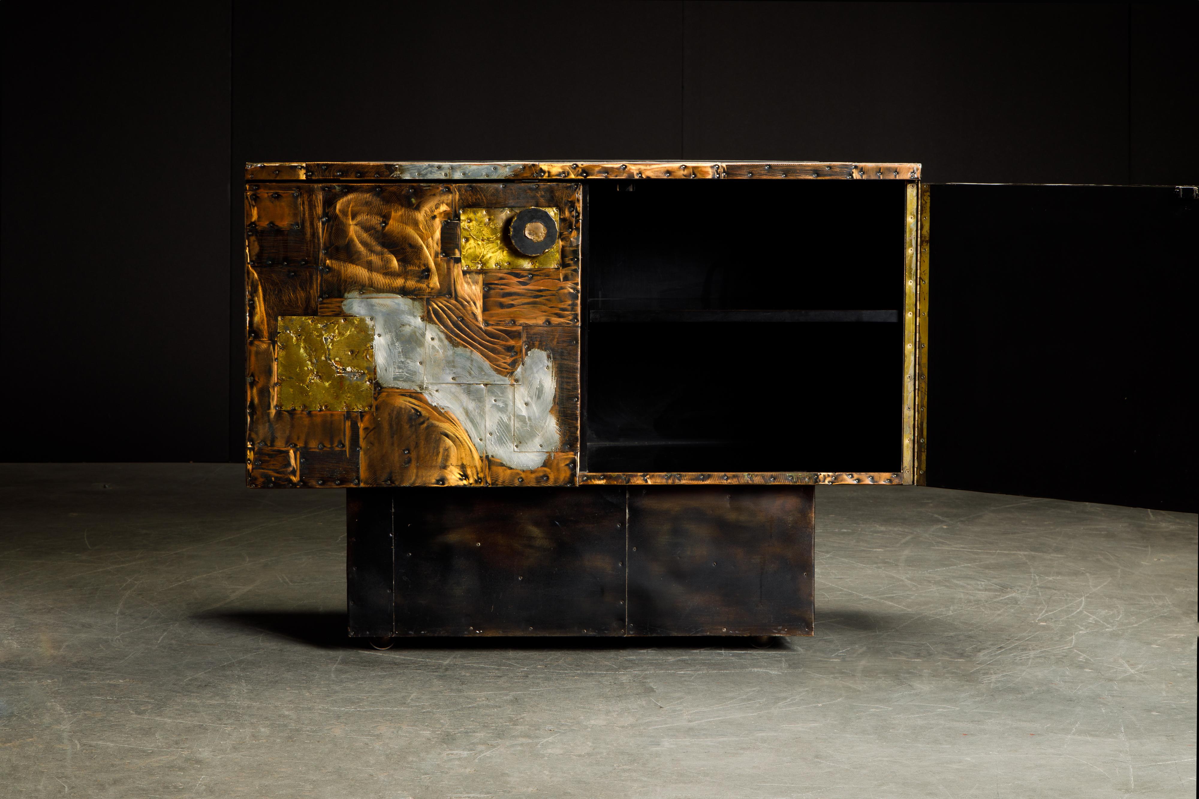 American Paul Evans Patchwork Copper Cabinet with Slate Top for Directional, c. 1967