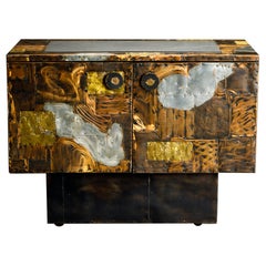 Retro Paul Evans Patchwork Copper Cabinet with Slate Top for Directional, c. 1967