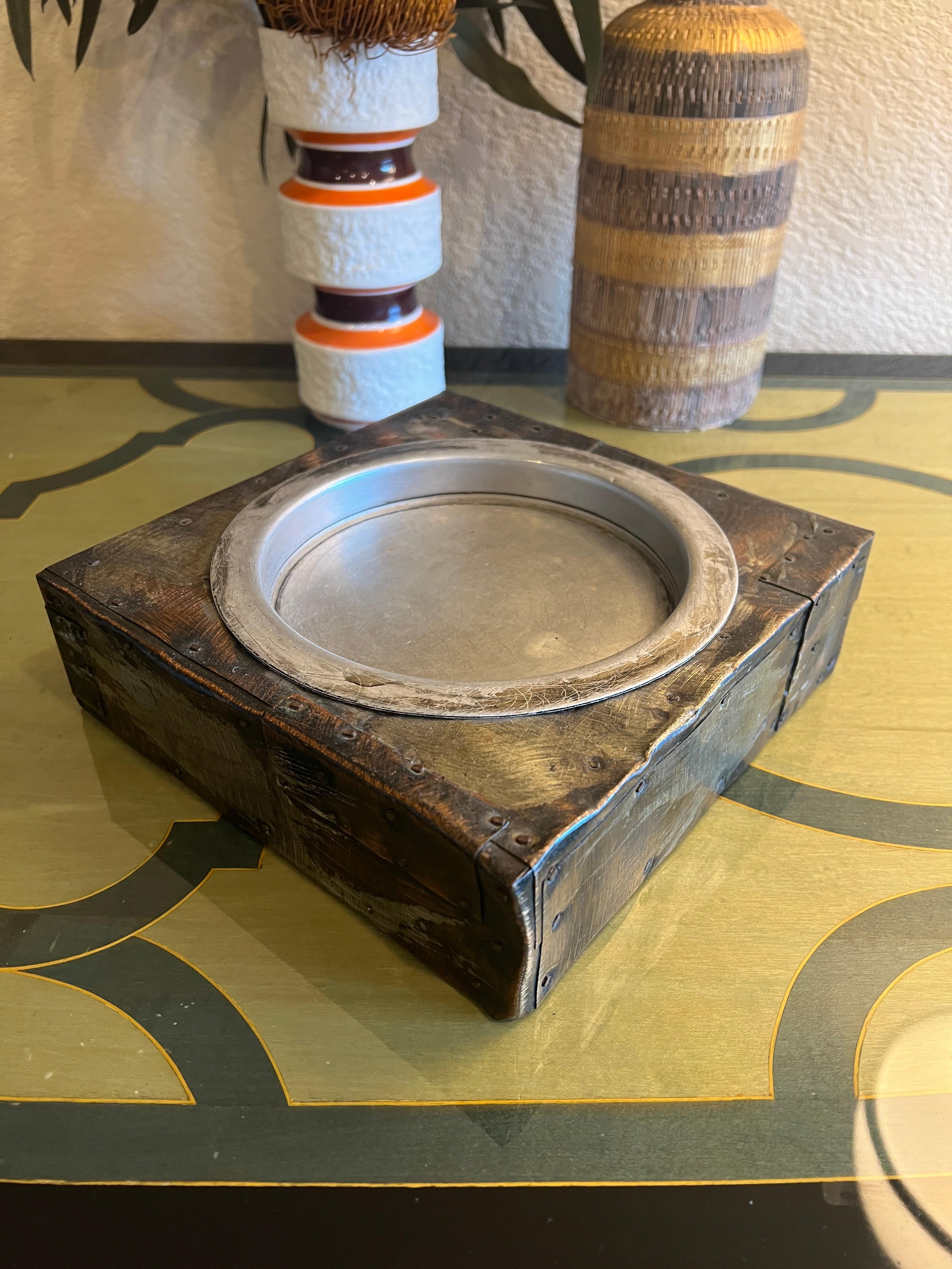 Paul Evans Patchwork Copper Large and Small Humidors w Cigar Ashtray, c 1970s For Sale 5