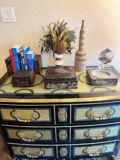 Paul Evans Humidificadores grandes y pequeños de cobre con cenicero para puros, c 1970s