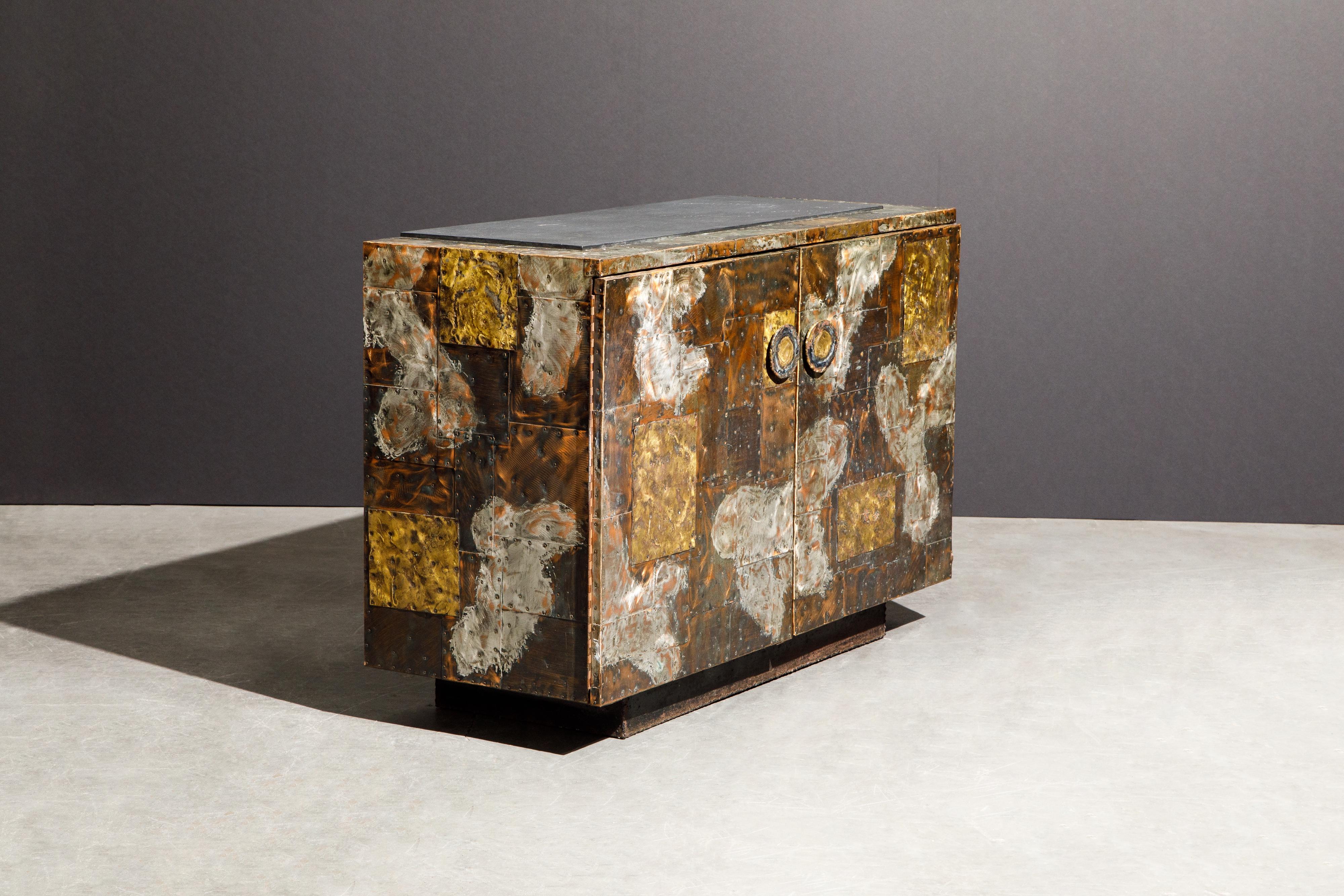 Paul Evans Patchwork Copper Sideboard Cabinet w Slate Top for Directional, 1967 3