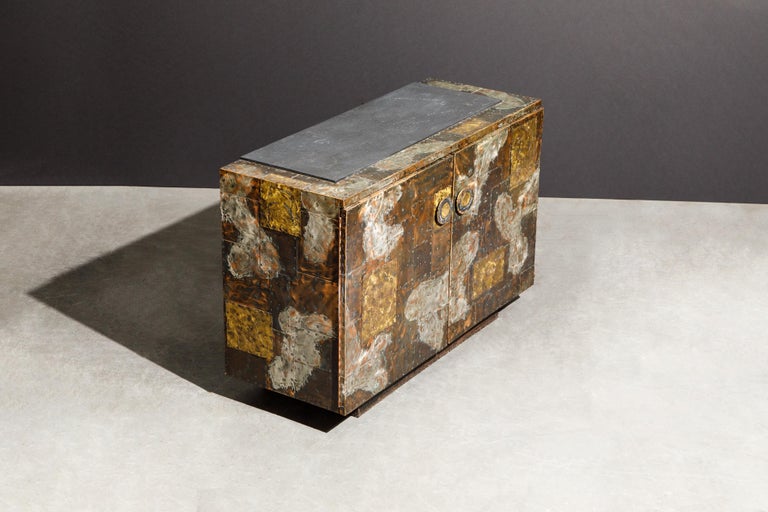 Paul Evans Patchwork Copper Sideboard Cabinet w Slate Top for Directional, 1967 5