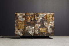 Paul Evans Patchwork Copper Sideboard Cabinet w Slate Top for Directional, 1967