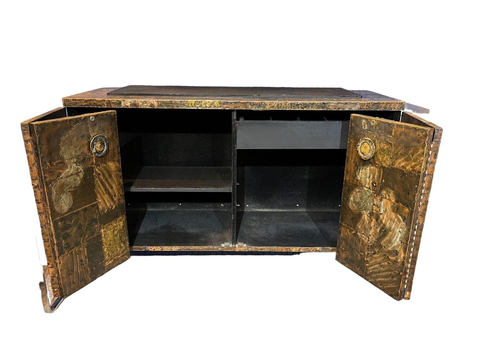 American Paul Evans Patchwork Copper Sideboard/Console Cabinet  for Directional, C1970 For Sale