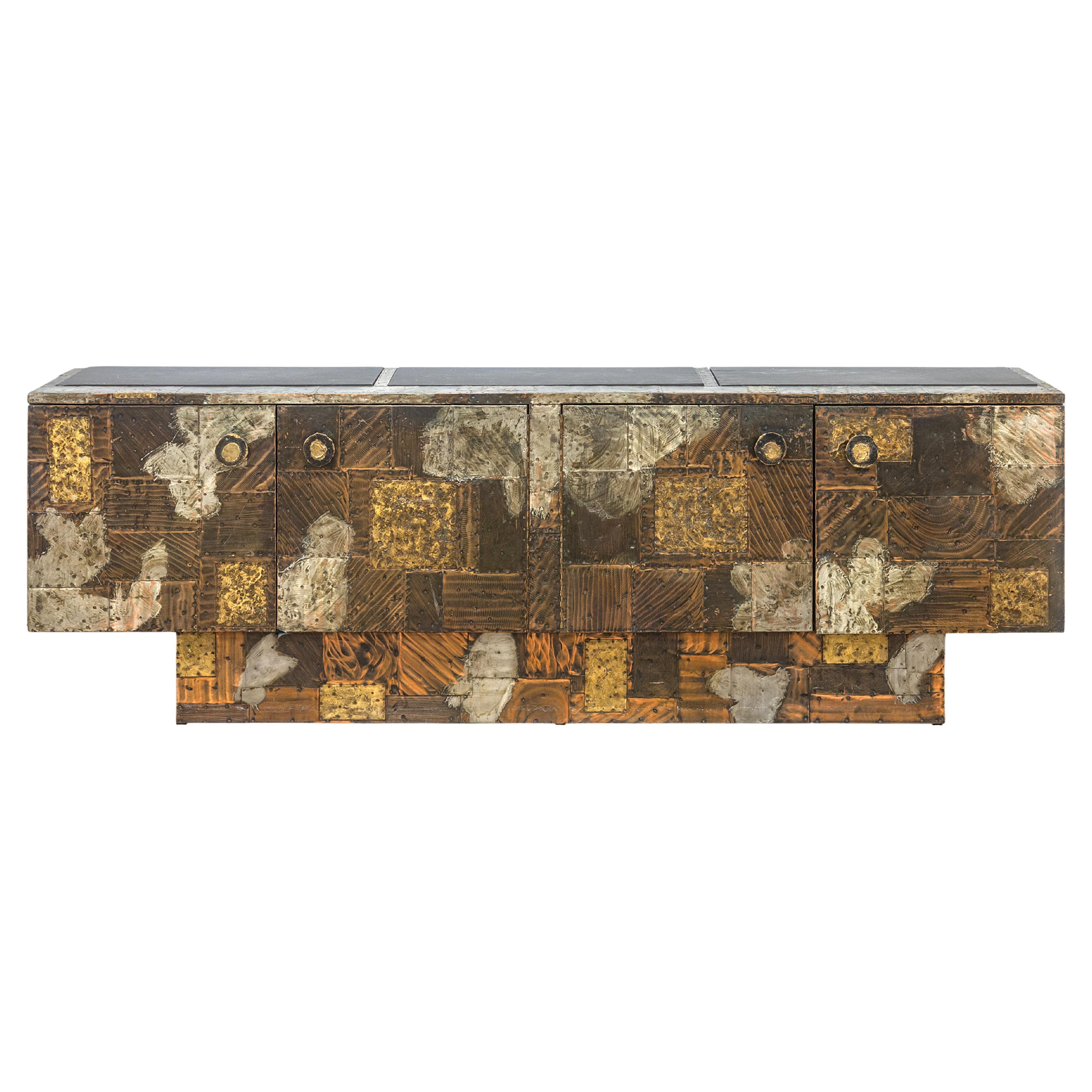 Paul Evans Patchwork Credenza Metal Wood 
Slate Custom Made Vintage c. 1960s