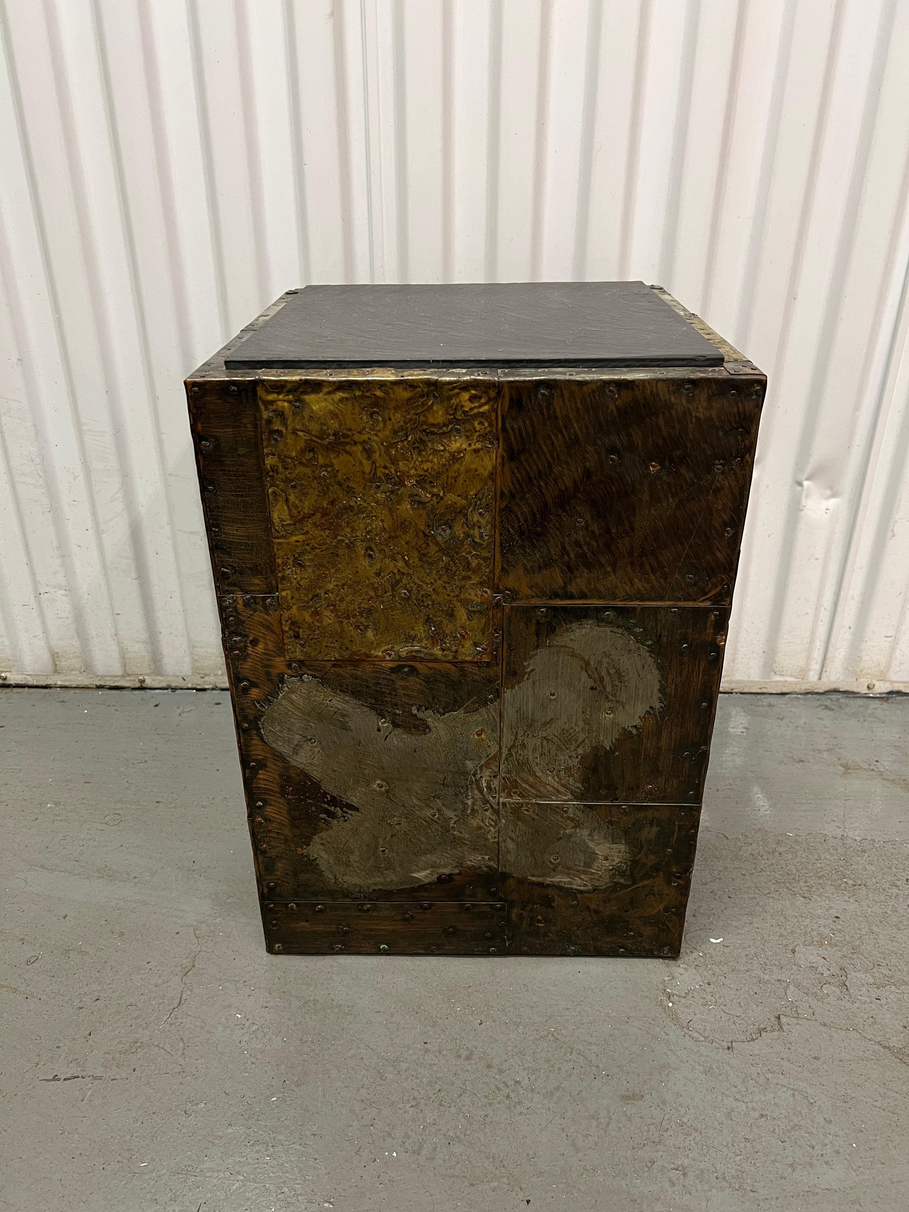 Mid-Century Modern Paul Evans Patchwork Cube Side Table