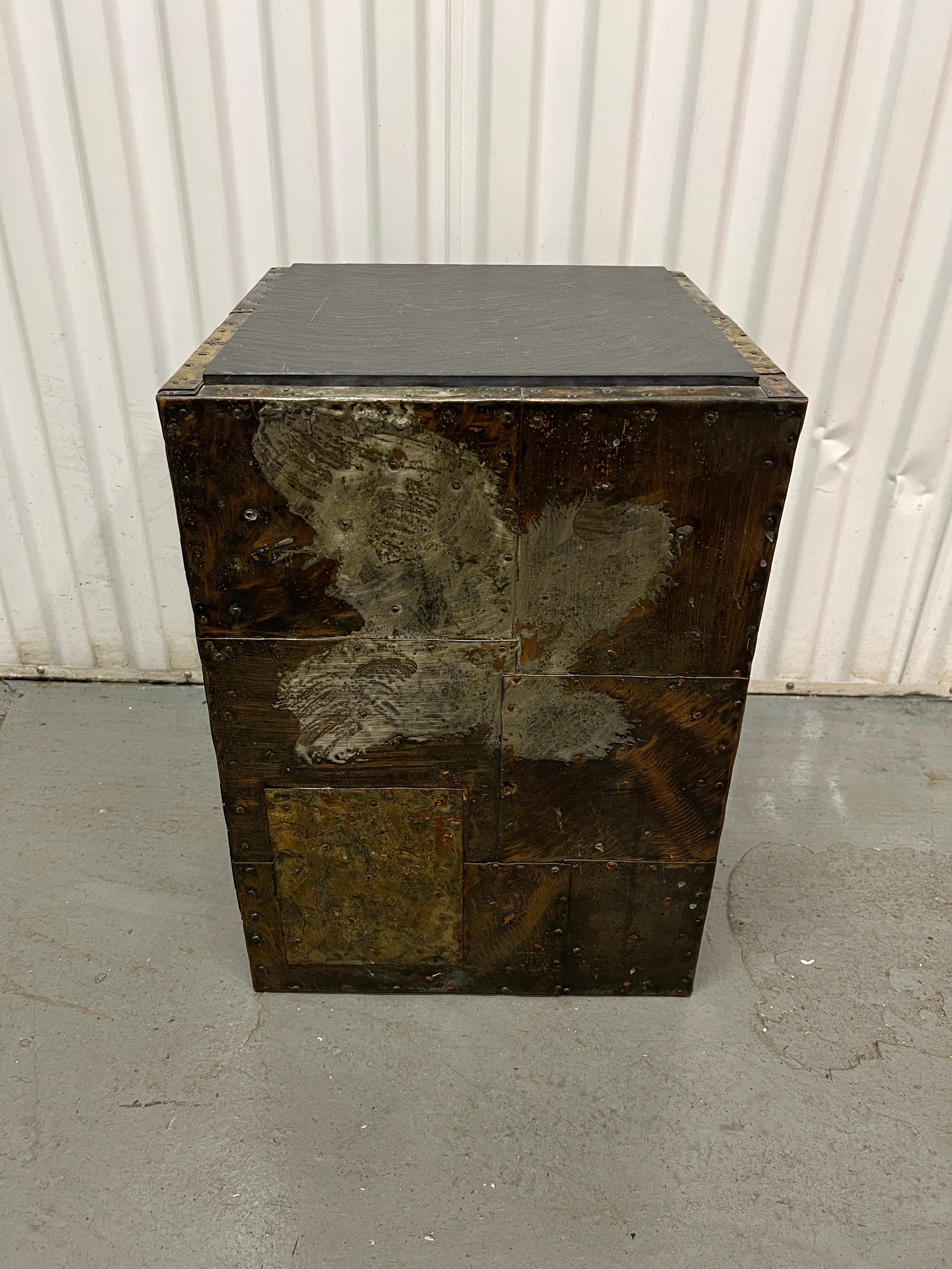 American Paul Evans Patchwork Cube Side Table