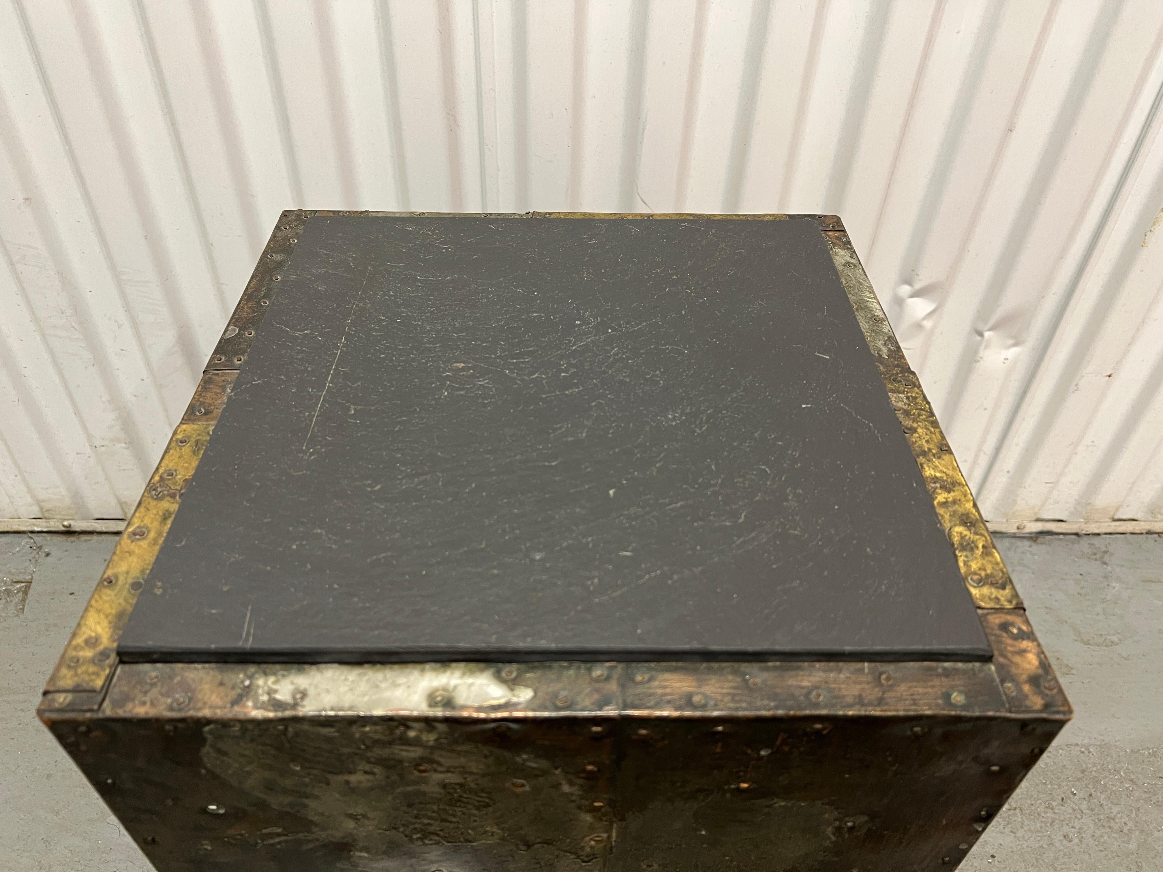 Brass Paul Evans Patchwork Cube Side Table